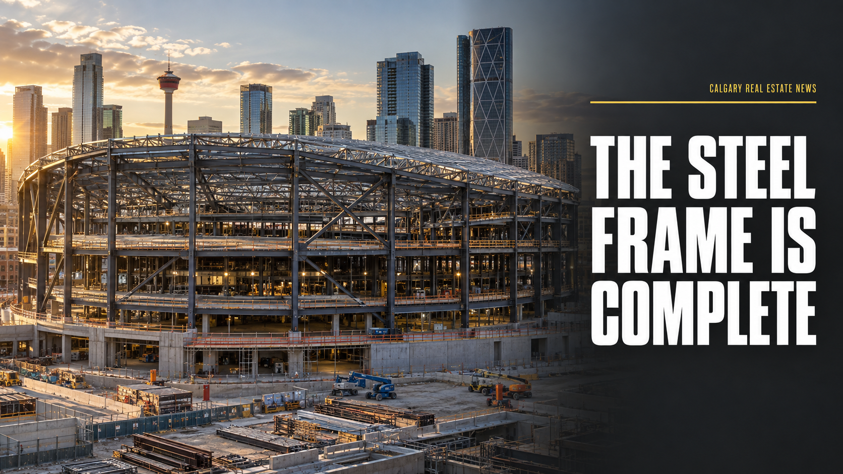Scotia Place has its full steel frame. The district work is not finished.